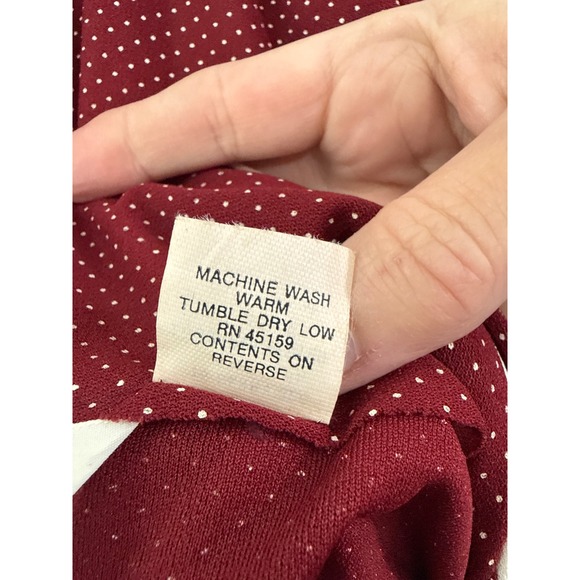 Montgomery Ward 70s 89s Red Polka Dot Secretary Dress Boat Neck Short Sleeve, M - Picture 9 of 9